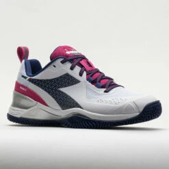 Diadora Blushield Torneo 2 Clay Women's White/Blueprint/Pink Yarrow -Holabird Sports Elegant Shop 117022 5